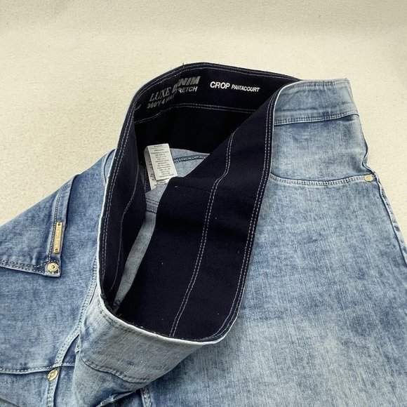 Luxe Women Skinny Jeans Crop Pantacourt Size 2X 20/22 Elastic 4 Way Stretch Blue - Picture 9 of 10